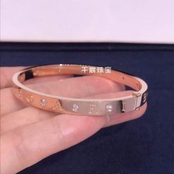 Bvlgari rose gold bangle Bracelet set with twelve diamonds 354024