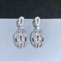 Bvlgari Serpenti Earrings White Gold Full Diamond Pave 352756