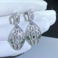 Bvlgari Serpenti Earrings White Gold Full Diamond Pave 352756