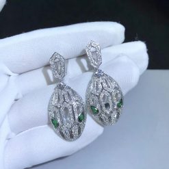 Bvlgari Serpenti Earrings White Gold Full Diamond Pave 352756