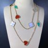 Van Cleef Arpels Lucky Alhambra long necklace 12 motifs Carnelian Malachite Mother-of-pearl Tiger Eye VCARD80100