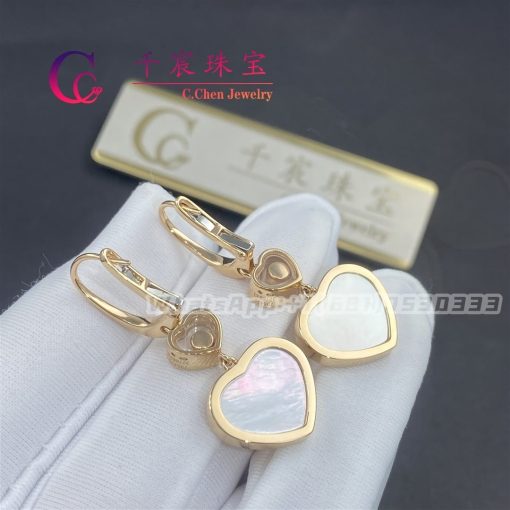 Chopard Happy Hearts Earrings, Ethical Rose Gold, Diamonds Mother-of-pearl 837482-5310