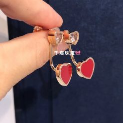 Chopard Happy Hearts Earrings, Ethical Rose Gold, Diamonds Red Stone 83A082-5801