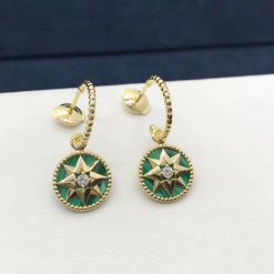 Dior Rose Des Vents Earrings Diamonds and Malachite