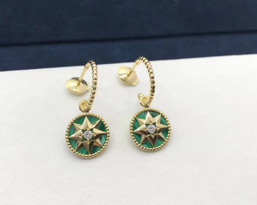 Dior Rose Des Vents Earrings Diamonds and Malachite