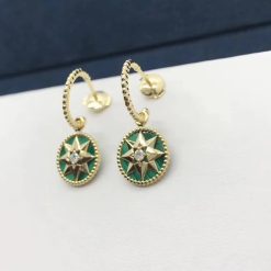 Dior Rose Des Vents Earrings Diamonds and Malachite