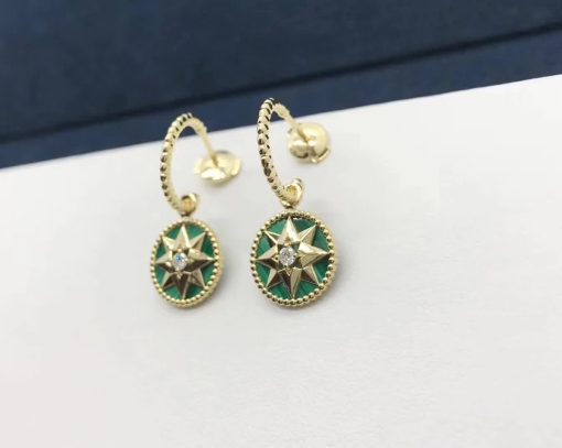 Dior Rose Des Vents Earrings Diamonds and Malachite