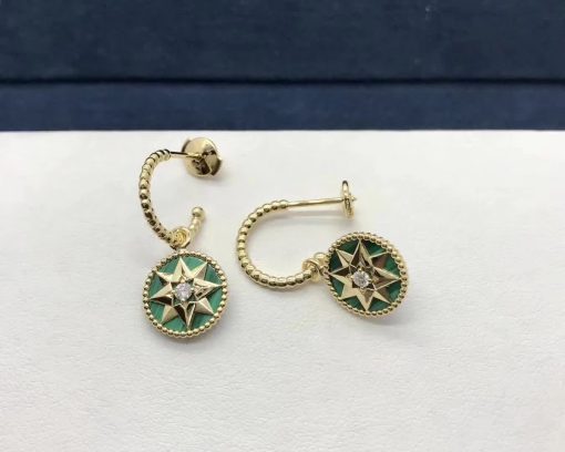 Dior Rose Des Vents Earrings Diamonds and Malachite