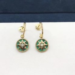 Dior Rose Des Vents Earrings Diamonds and Malachite