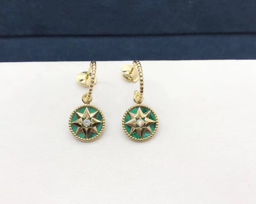 Dior Rose Des Vents Earrings Diamonds and Malachite