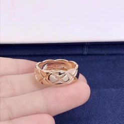 Chanel COCO Crush Ring Quilted Motif Small Version 18k Rose Gold J10817