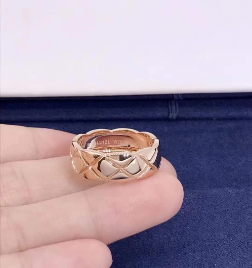 Chanel COCO Crush Ring Quilted Motif Small Version 18k Rose Gold J10817