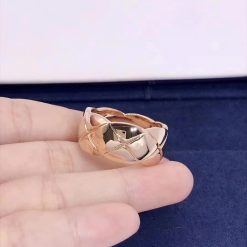 Chanel COCO Crush Ring Quilted Motif Small Version 18k Rose Gold J10817