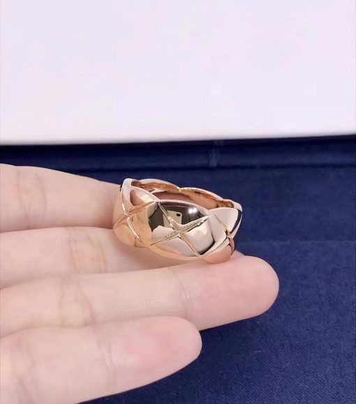 Chanel COCO Crush Ring Quilted Motif Small Version 18k Rose Gold J10817