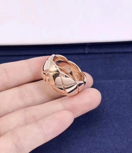 Chanel COCO Crush Ring Quilted Motif Small Version 18k Rose Gold J10817