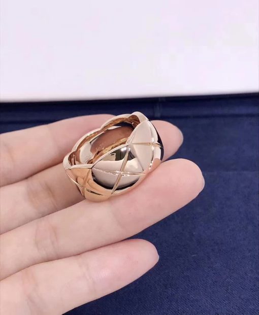 Chanel COCO Crush Ring Quilted Motif Small Version 18k Rose Gold J10817