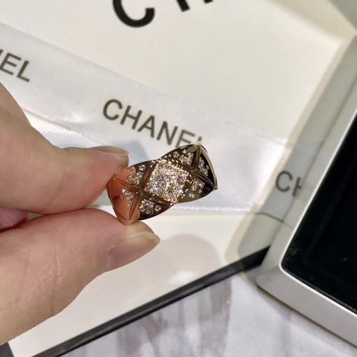 Chanel COCO Crush Ring Quilted Motif Large Version yellow gold J10862