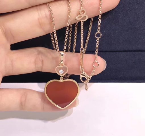 Chopard Happy Hearts Pendant Rose Gold Diamond Red Stone 797482-5801