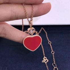 Chopard Happy Hearts Pendant Rose Gold Diamond Red Stone 797482-5801