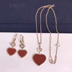 Chopard Happy Hearts Pendant Rose Gold Diamond Red Stone 797482-5801