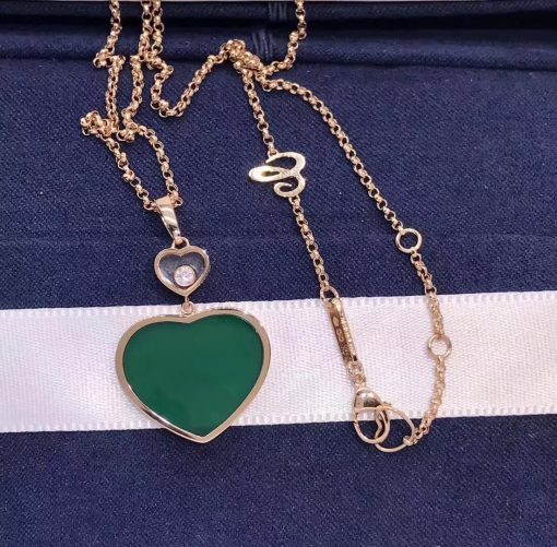 Chopard Happy Hearts Pendant Rose Gold Diamond Green Agate 797482-5101