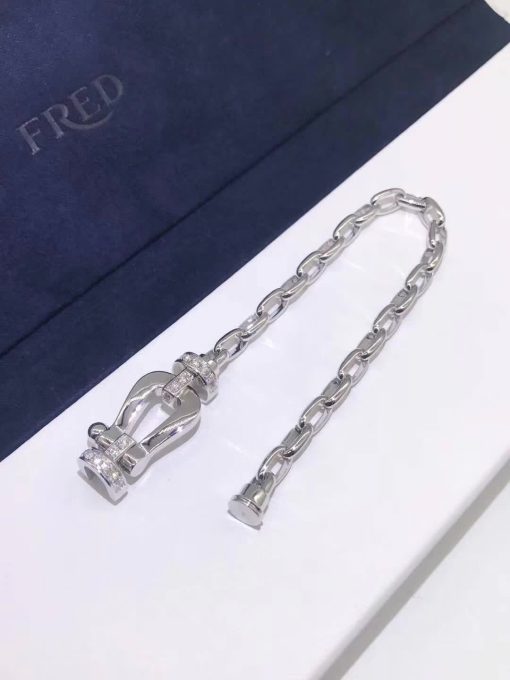 Fred Force 10 Bracelet 18k White Gold and Diamonds Large Model -0B0026-6B0353