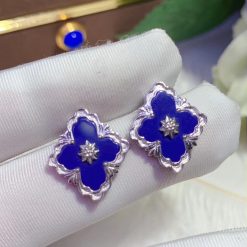 Buccellati Opera Earrings with Lapis Accents 18K White Gold