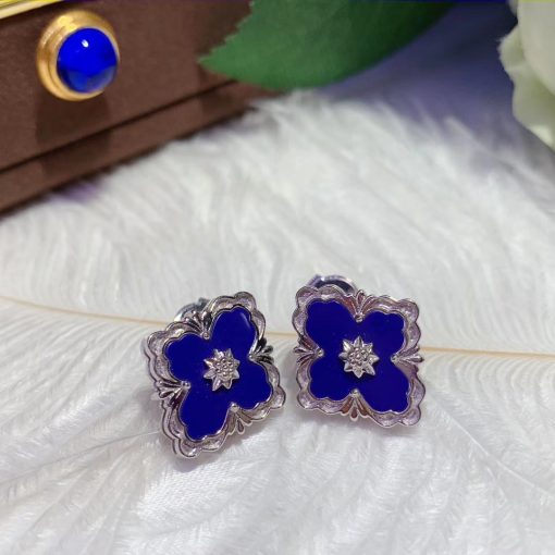 Buccellati Opera Earrings With Lapis Accents 18k White Gold (2)