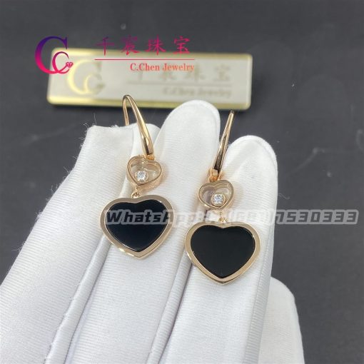 Chopard Happy Hearts Earrings Diamonds Onyx 837482-5210