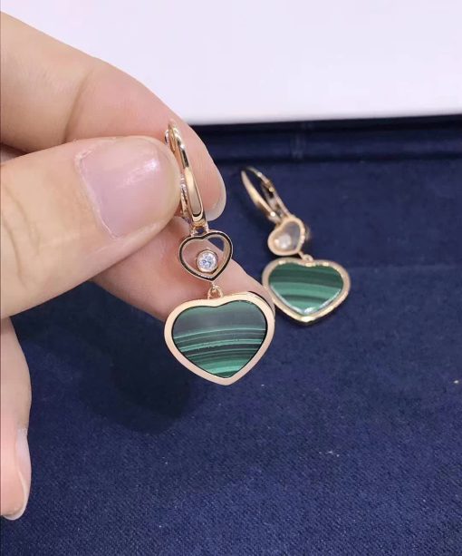 Chopard Happy Hearts Earrings Diamonds Malachite 837482-5113