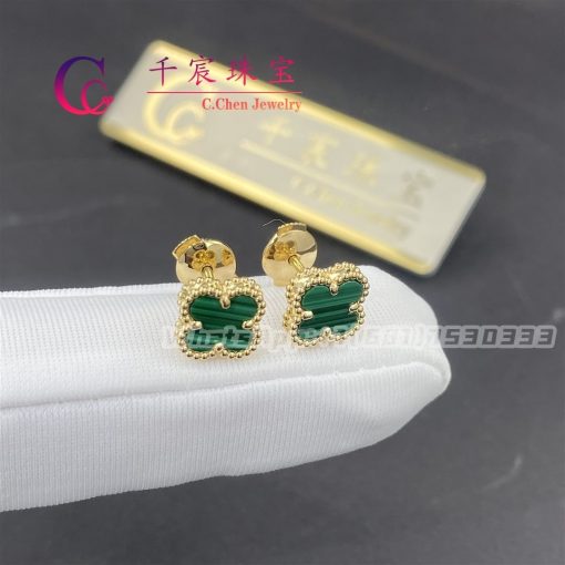 Van Cleef Arpels Sweet Alhambra Earstuds Yellow Gold Malachite