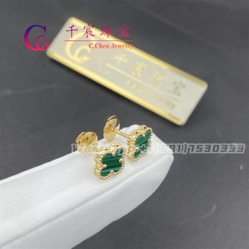 Van Cleef Arpels Sweet Alhambra Earstuds Yellow Gold Malachite