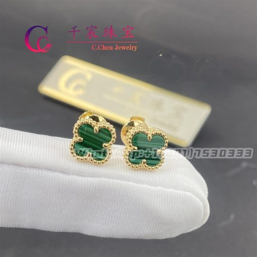 Van Cleef Arpels Sweet Alhambra Earstuds Yellow Gold Malachite