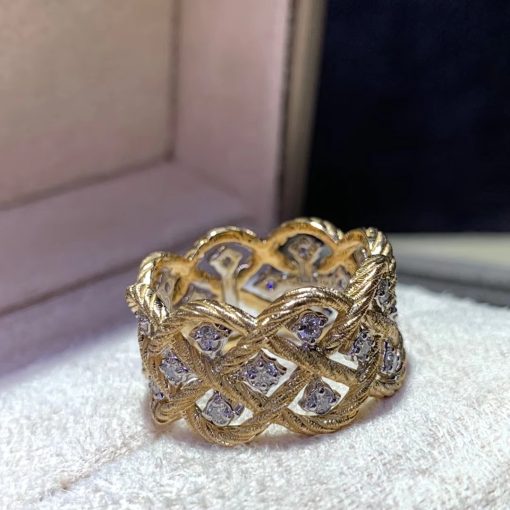 Buccellati Etoilee Band Ring With Diamonds 18k Yellow And White Gold (5)