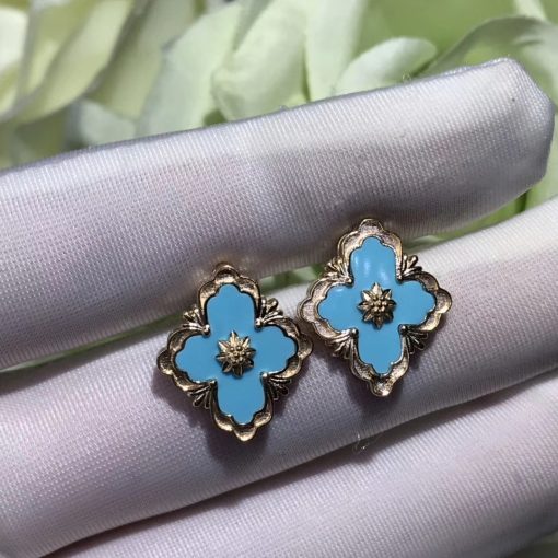 Buccellati Opera Stud Earrings Yellow Gold Turquoise (3)