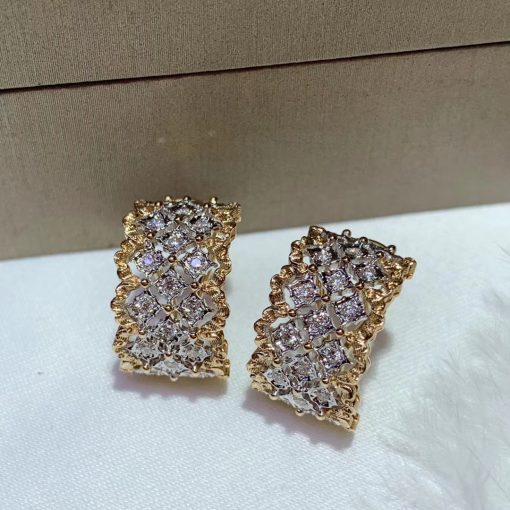 Buccellati Rombi Earrings 18 Karat Yellow And White Gold Diamond (7)