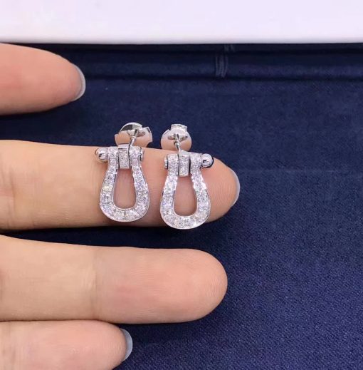 Fred Force 10 Earrings 18k White Gold and Diamonds Medium Model -8B0234