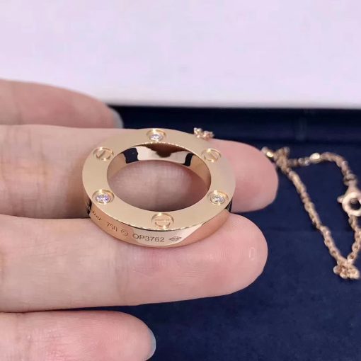 Cartier Love Necklace 3 Diamonds Rose Gold B7014700