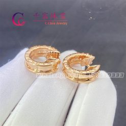 Bvlgari B.zero1 Small Hoop Earrings Rose Gold Set with Pavé Diamonds 348036