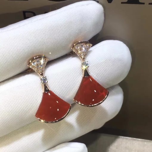 Bvlgari Divas' Dream Earring Rose Gold Set with Carnelian and Diamonds 350853