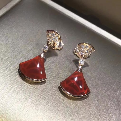 Bvlgari Divas' Dream Earring Rose Gold Set with Carnelian and Diamonds 350853