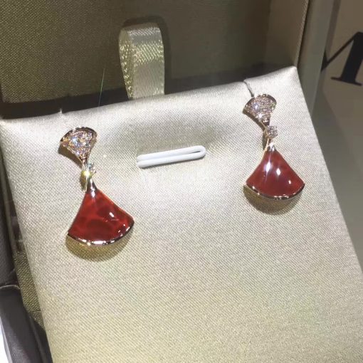 Bvlgari Divas' Dream Earring Rose Gold Set with Carnelian and Diamonds 350853