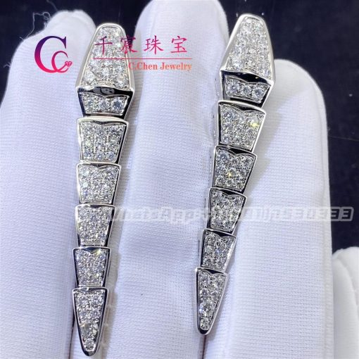 Bvlgari Serpenti Earrigns White Gold Set with Full Pavé Diamonds 348320