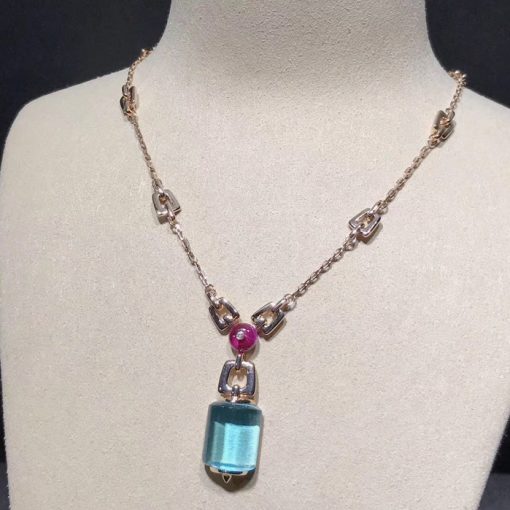 Bvlgari Mvsa Necklace with Blue Topaz Rubellite Beads 350484 CL857168