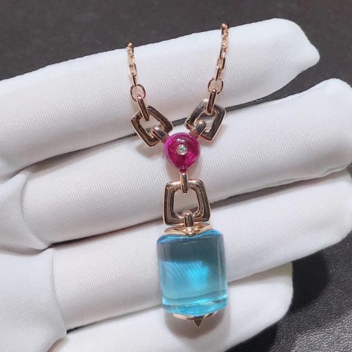 Bvlgari Mvsa Necklace with Blue Topaz Rubellite Beads 350484 CL857168