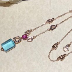 Bvlgari Mvsa Necklace with Blue Topaz Rubellite Beads 350484 CL857168