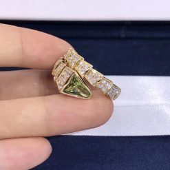 Bvlgari Serpenti Ring with Peridot Head and Full Pavé Diamonds AN856157