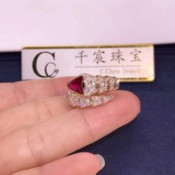 Bvlgari Serpenti Ring Set with Diamonds and a Rubellite on the Head 347593