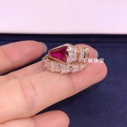 Bvlgari Serpenti Ring Set with Diamonds and a Rubellite on the Head 347593