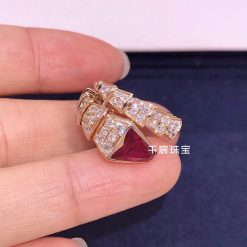 Bvlgari Serpenti Ring Set with Diamonds and a Rubellite on the Head 347593